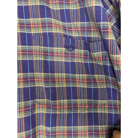 VTG Dockers Colorful Plaid Long Sleeve Button Up Shirt XLT 100% Cotton Classic - Picture 5 of 5
